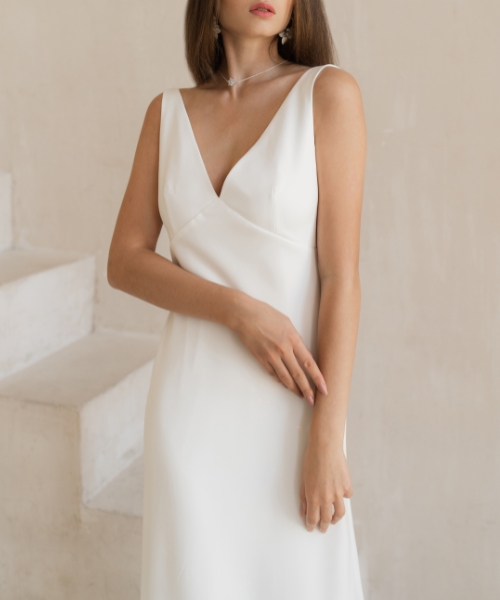 bride in elegant wedding dress