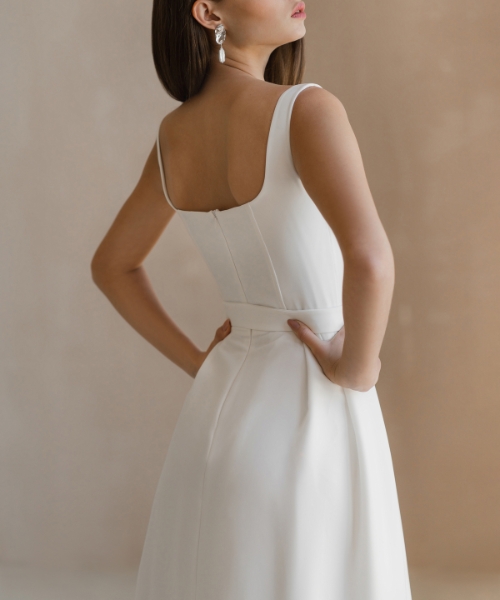 square back line wedding dress